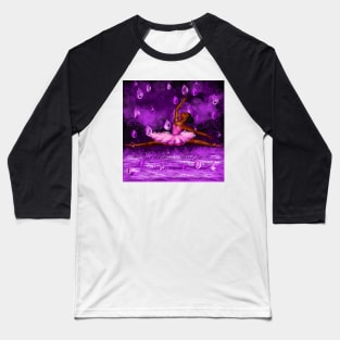 Black ballerina in the rain, ballerina among raindrops falling into Water Baseball T-Shirt